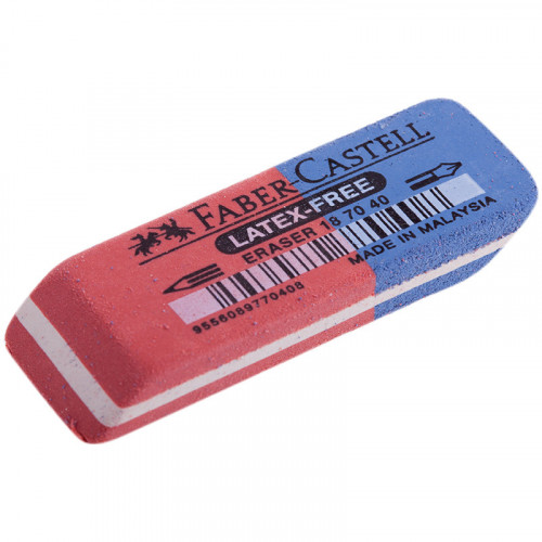 Ластик Faber-Castell "Latex Free", скошенный, комбинированный, синтетический каучук, 56*20*7мм Ластик Faber-Castell "Latex Free", скошенный, комбинированный, синтетический каучук, 56*20*7мм