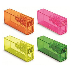 Точилка пластиковая Faber-Castell, 1 отверстие, контейнер, ассорти, флуоресцентные цвета