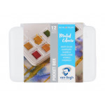Набор акварельных красок Van Gogh "Muted Colours" (приглушенные цвета) 12 кювет + кисть пластиковый короб