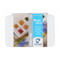 Набор акварельных красок Van Gogh "Muted Colours" (приглушенные цвета) 12 кювет + кисть пластиковый короб