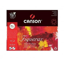 Склейка для масла CANSON Figueras 290г/м2 24*19см, 10л, зерно холста, склейка по 4 сторонам
