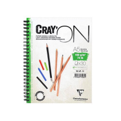 Скетчбук-блокнот Clairefontaine "Cray'ON" А5 на гребне, 30 л, 160 г/м2, м/з