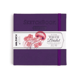 Скетчбук для графики и маркеров Малевичъ Touch Bristol,14x14см, фиолетовый, 180 г/м,  40л 