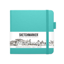 Блокнот для зарисовок Sketchmarker 140г/кв.м 12*12см, 80л, твердая обложка, aквамарин