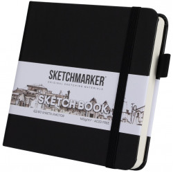 Блокнот для зарисовок Sketchmarker 140г/кв.м 12*12см, 80л, твердая обложка, черный