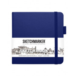Блокнот для зарисовок Sketchmarker 140г/кв.м 12*12см, 80л, твердая обложка, королевский синий