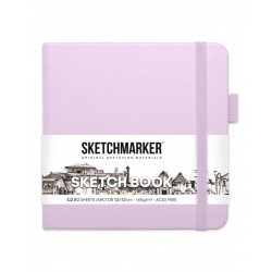 Блокнот для зарисовок Sketchmarker 140г/кв.м 12*12см, 80л, твердая обложка, фиолетовый пастельный