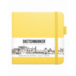 Блокнот для зарисовок Sketchmarker 140г/кв.м 12*12см, 80л, твердая обложка, лимонный