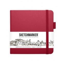Блокнот для зарисовок Sketchmarker 140г/кв.м 12*12см, 80л, твердая обложка, маджента