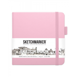 Блокнот для зарисовок Sketchmarker 140г/кв.м 12*12см, 80л, твердая обложка, розовый