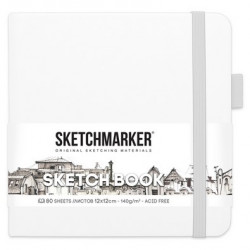 Блокнот для зарисовок Sketchmarker 140г/кв.м 12*12см, 80л, твердая обложка, белый