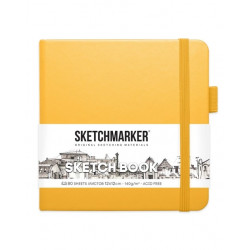 Блокнот для зарисовок Sketchmarker 140г/кв.м 12*12см, 80л, твердая обложка, оранжевый
