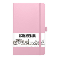 Блокнот для зарисовок Sketchmarker 140г/кв.м ,13*21см, 80л, твердая обложка, розовый