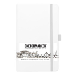 Блокнот для зарисовок Sketchmarker 140г/кв.м ,13*21см, 80л, твердая обложка, белый