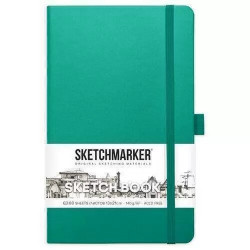 Блокнот для зарисовок Sketchmarker 140г/кв.м ,13*21см, 80л, твердая обложка, изумрудный