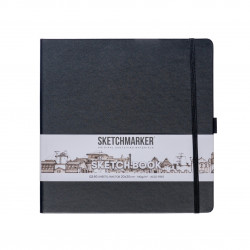 Блокнот для зарисовок Sketchmarker 140г/кв.м 20*20cм, 80л, твердая обложка, Черный