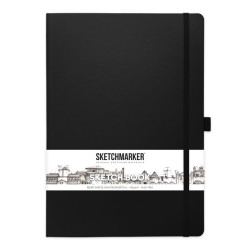 Блокнот для зарисовок Sketchmarker 140г/кв.м 21*30см, 80л, твердая обложка, черный