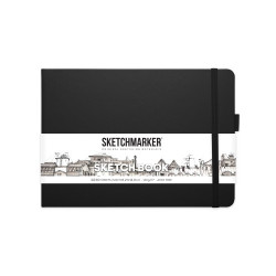 Блокнот для зарисовок Sketchmarker 140г/кв.м 21*14.8см, 80л, твердая обложка, черный, пейзаж
