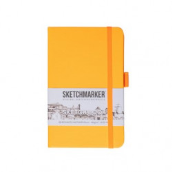 Блокнот для зарисовок Sketchmarker 140г/кв.м 9*14см 80л твердая обложка, Оранжевый неон