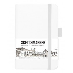 Блокнот для зарисовок Sketchmarker 140г/кв.м 9*14см 80л твердая обложка, белый