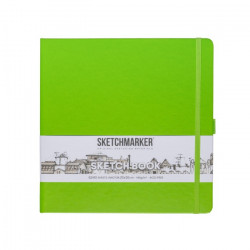 Блокнот для зарисовок Sketchmarker 140г/кв.м 20*20cм, 80л, твердая обложка, Зеленый Луг