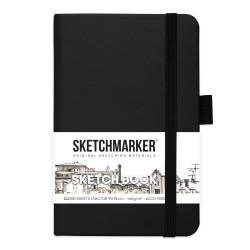 Блокнот для зарисовок Sketchmarker 140г/кв.м 9*14см 80л твердая обложка, черный