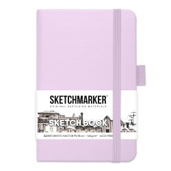 Блокнот для зарисовок Sketchmarker 140г/кв.м 9*14см 80л твердая обложка, фиолетовый пастельный
