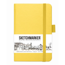 Блокнот для зарисовок Sketchmarker 140г/кв.м 9*14см 80л твердая обложка, лимонный