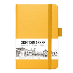 Блокнот для зарисовок Sketchmarker 140г/кв.м 9*14см 80л твердая обложка, оранжевый