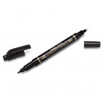 Маркер перманентный двухсторонний Pen Twin Tip New, черный, 0.3-0.6/0.8-1.2 мм