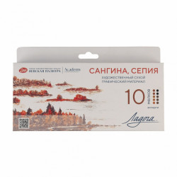 Набор сухих художественных графических материалов Ладога: сангина сепия ассорти цветов 10 мелков