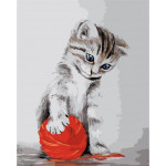 Картина по номерам «Котенок с красным клубком», 40x50 см Premium