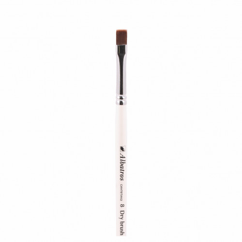 Кисть из синтетики №8 плоская Альбатрос "Dry brush" бронза, короткая ручка