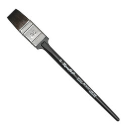 Кисть-флейц плоская, имитация белки с круглой деревянной черной ручкой №25