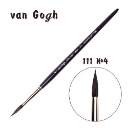 Кисть для акварели Van Gogh 111 имитация белки, круглая ручка короткая №4