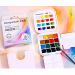 Карманный набор акварели Languo в пластиковом пенале, с кистью и палитрой, "Classic"