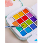 Карманный набор акварели Languo в пластиковом пенале, с кистью и палитрой, "Macaron"