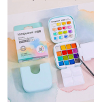 Карманный набор акварели Languo в пластиковом пенале, с кистью и палитрой, "Macaron"