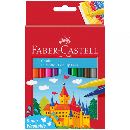 Фломастеры Faber-Castell "Замок", 12 цветов, смываемые