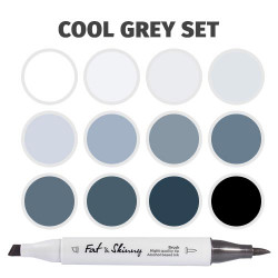 Набор brush-маркеров Fat&Skinny Cool Grey 12 шт