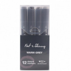 Набор скетч-маркеров Fat&Skinny Warm Grey 12 шт
