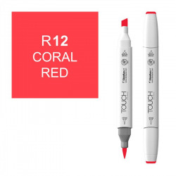 Маркер TOUCH BRUSH R12 Красный Коралловый (Coral Red) двухсторонний на спиртовой основе