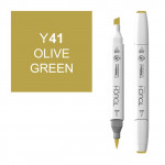 Маркер TOUCH BRUSH Y41 Зеленый Оливковый (Olive Green) двухсторонний на спиртовой основе