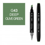 Маркер TOUCH Twin G43 Зеленый Оливковый Насыщенный (Deep Olive Green) двухсторонний на спиртовой основе