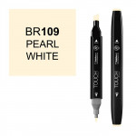 Маркер TOUCH Twin BR109 Белый Перламутровый (Pearl White) двухсторонний на спиртовой основе