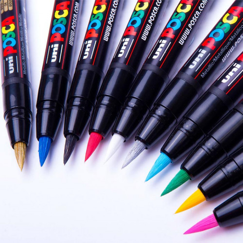 Uni Posca Paint Marker - Black, Brush Tip