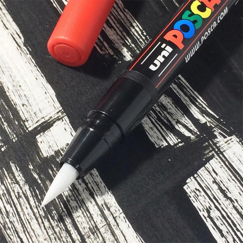 Uni Posca Paint Marker - Black, Brush Tip