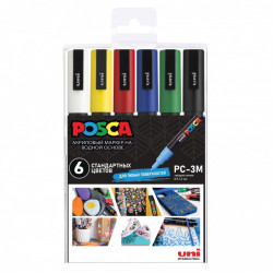 Набор маркеров POSCA PC-3M «Стандартные цвета», в пластиковой упаковке, 6 шт