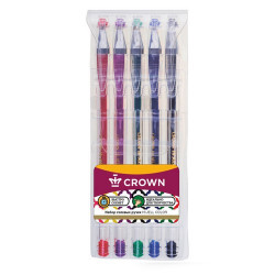 Набор гелевых ручек Crown "Hi-Jell Color" 5шт., 05цв., 0,5мм