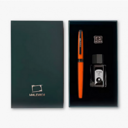Ручка перьевая с конвертером, перо EF 0,4 мм, набор с черной тушью и значком: мандарин